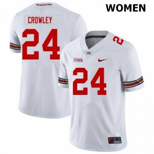 Women's Ohio State Buckeyes #24 Marcus Crowley White Nike NCAA College Football Jersey Fashion KXX3044AC